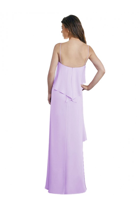 Sleeveless Scoop Neck Chiffon Lilac Long Bridesmaid Dress / Evening Dress Cardiff