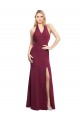 Sleeveless Halter Neck Soft Chiffon Burgundy Mermaid Long Bridesmaid Dress Cardiff