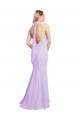 Sleeveless Halter Neck Soft Chiffon Burgundy Mermaid Long Bridesmaid Dress Cardiff