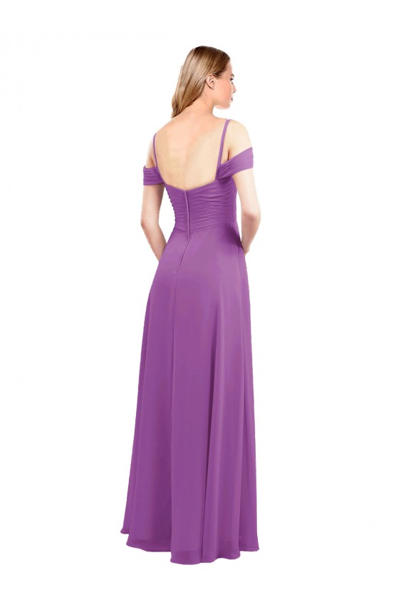 Cold Shoulder Sweetheart Soft Chiffon Dahlia Long Bridesmaid Dress Cardiff