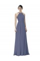 Sleeveless Halter Neck Soft Chiffon Silver Stone Long Formal Dress / Bridesmaid Dress Cardiff