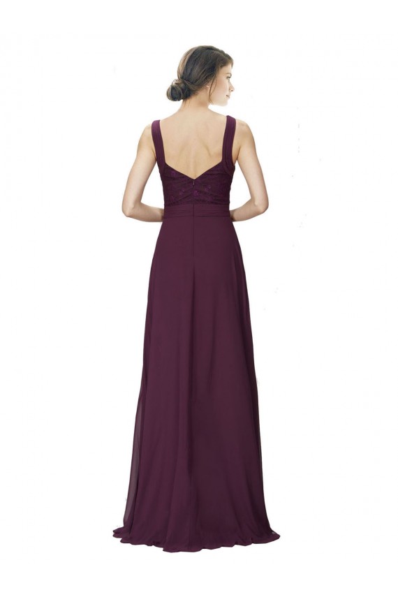 Sleeveless V-Neck Soft Chiffon & Lace Grape Long Bridesmaid Gown Cardiff