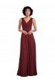 Sleeveless V-Neck Soft Chiffon Burgundy Long Bridesmaid Dress Cardiff