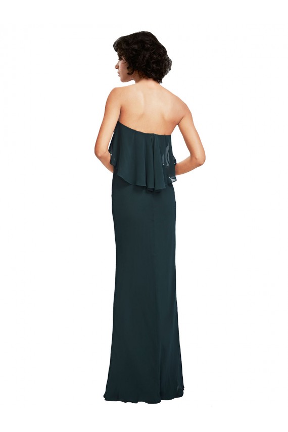 Sleeveless Strapless Soft Chiffon Black Long Bridesmaid Dress Cardiff