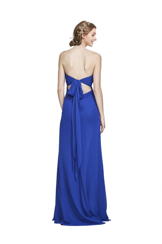 Sleeveless Sweetheart Soft Chiffon Royal Blue Long Bridesmaid Gown Cardiff