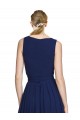 Sleeveless V-Neck Chiffon Dark Navy Long Wedding Party Dress Cardiff