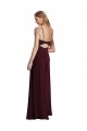 Sleeveless Spaghetti Straps Chiffon Burgundy Gold Long Wedding Party Dress Cardiff