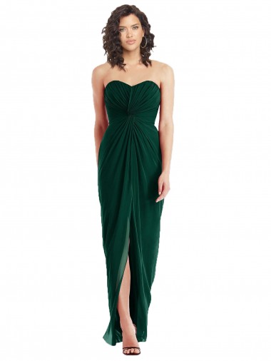 Sleeveless Strapless Soft Chiffon Ever Green Long Bridesmaid Dress Cardiff