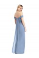 Sleeveless Off the Shoulder Soft Chiffon Dusty Blue Long Semi Formal Evening Dress / Bridesmaid Dress Cardiff