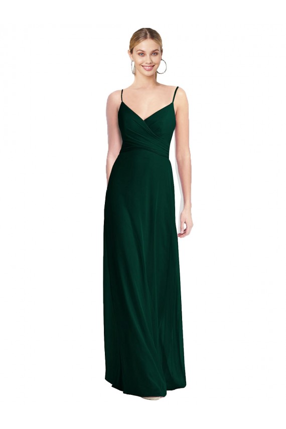 Sleeveless V-Neck Soft Chiffon Ever Green Long Bridesmaid Dress Cardiff