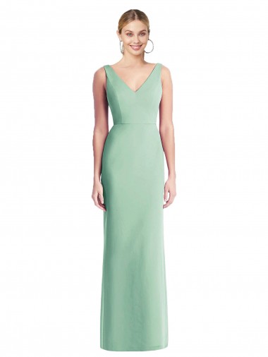 Sleeveless V-Neck Soft Chiffon Mint Green Trumpet Long Bridesmaid Dress Cardiff