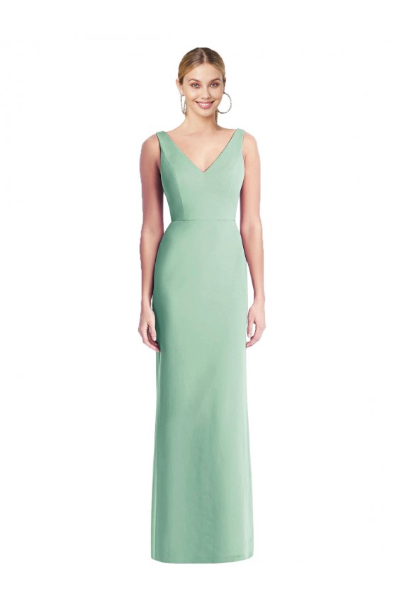 Sleeveless V-Neck Soft Chiffon Mint Green Trumpet Long Bridesmaid Dress Cardiff
