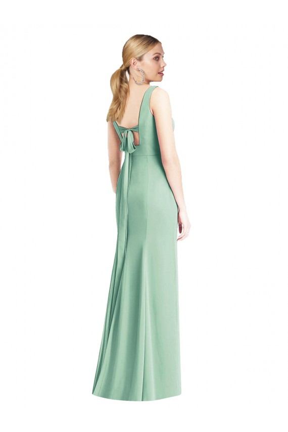 Sleeveless V-Neck Soft Chiffon Mint Green Trumpet Long Bridesmaid Dress Cardiff