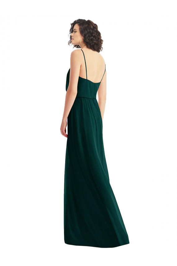 Sleeveless V-Neck Soft Chiffon Ever Green Long Semi Formal Evening Dress / Bridesmaid Dress Cardiff