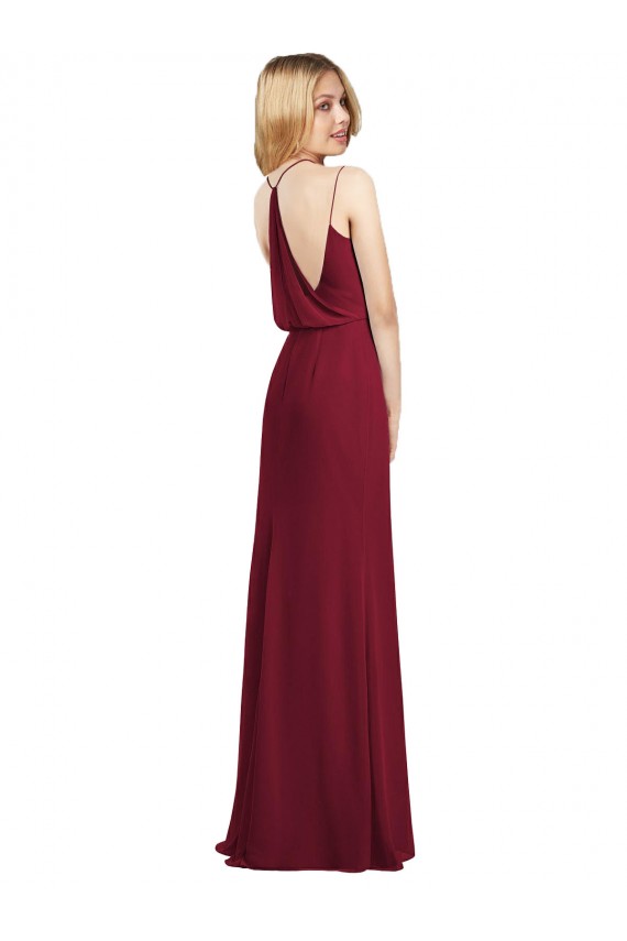 Sleeveless V-Neck Soft Chiffon Burgundy Long Formal Dress / Bridesmaid Dress Cardiff