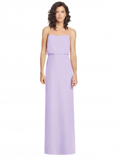 Sleeveless Strapless Soft Chiffon Lilac Long Formal Dress / Bridesmaid Dress Cardiff