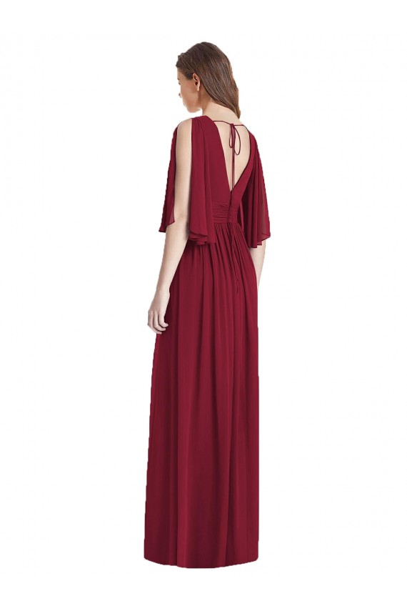 Sleeveless V-Neck Soft Chiffon Dark Navy Long Semi Formal Evening Dress / Bridesmaid Dress Cardiff