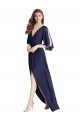 Sleeveless V-Neck Soft Chiffon Dark Navy Long Semi Formal Evening Dress / Bridesmaid Dress Cardiff