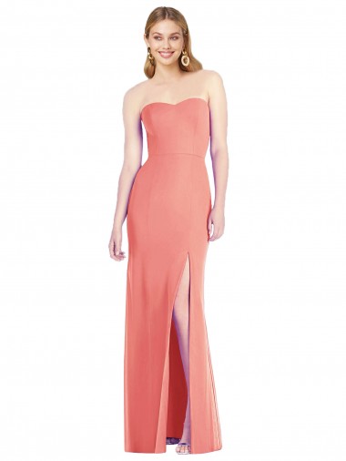 Sleeveless Strapless Soft Chiffon Desert Rose Long Bridesmaid Dress Cardiff