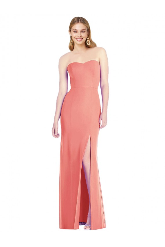 Sleeveless Strapless Soft Chiffon Desert Rose Long Bridesmaid Dress Cardiff
