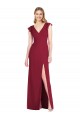 Ruffle Sleeves V-Neck Soft Chiffon Burgundy Long Bridesmaid Dress Cardiff