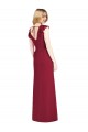 Ruffle Sleeves V-Neck Soft Chiffon Burgundy Long Bridesmaid Dress Cardiff
