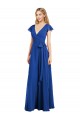 Flutter Sleeves V-Neck Lxue Chiffon Royal Blue Long Bridesmaid Dress Cardiff