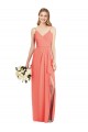 Sleeveless V-Neck Soft Chiffon Coral Long Formal Dress / Bridesmaid Dress Cardiff