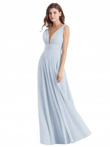 Sleeveless V-Neck Lxue Chiffon Sea Glass Long Bridesmaid Dress Cardiff