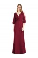 Bell Sleeves V-Neck Soft Chiffon Burgundy Long Formal Dress / Bridesmaid Dress Cardiff