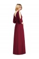 Bell Sleeves V-Neck Soft Chiffon Burgundy Long Formal Dress / Bridesmaid Dress Cardiff