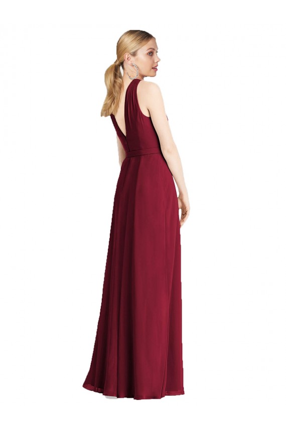 Sleeveless Halter Neck Soft Chiffon Royal Blue Long Bridesmaid Dress Cardiff