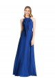 Sleeveless Halter Neck Soft Chiffon Royal Blue Long Bridesmaid Dress Cardiff