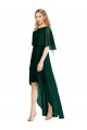 Flutter Sleeves Round Neck Soft Chiffon Ever Green High Low Bridesmaid Dress Cardiff