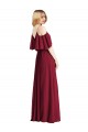 Cold Shoulder V-Neck Chiffon Royal Blue Long Bridesmaid Dress Cardiff
