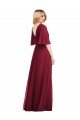 Flutter Sleeves V-Neck Soft Chiffon Smoke Green Long Bridesmaid Dress Cardiff