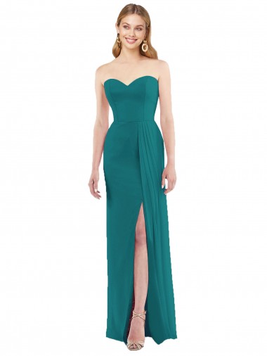 Sleeveless Strapless Soft Chiffon Hunter Long Bridesmaid Dress Cardiff