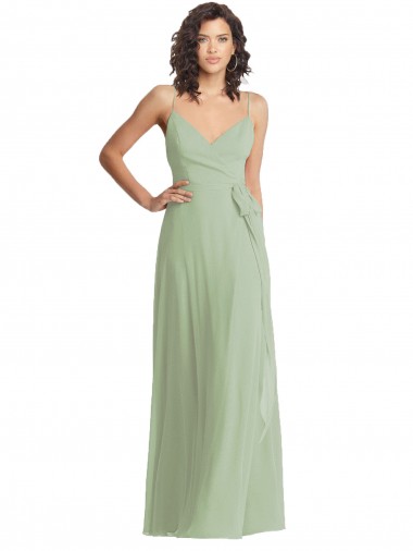 Sleeveless V-Neck Soft Chiffon Smoke Green Long Formal Evening Gown / Bridesmaid Dress Cardiff