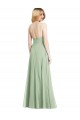 Sleeveless Square Neck Soft Chiffon Sage Long Formal Evening Gown / Bridesmaid Dress Cardiff