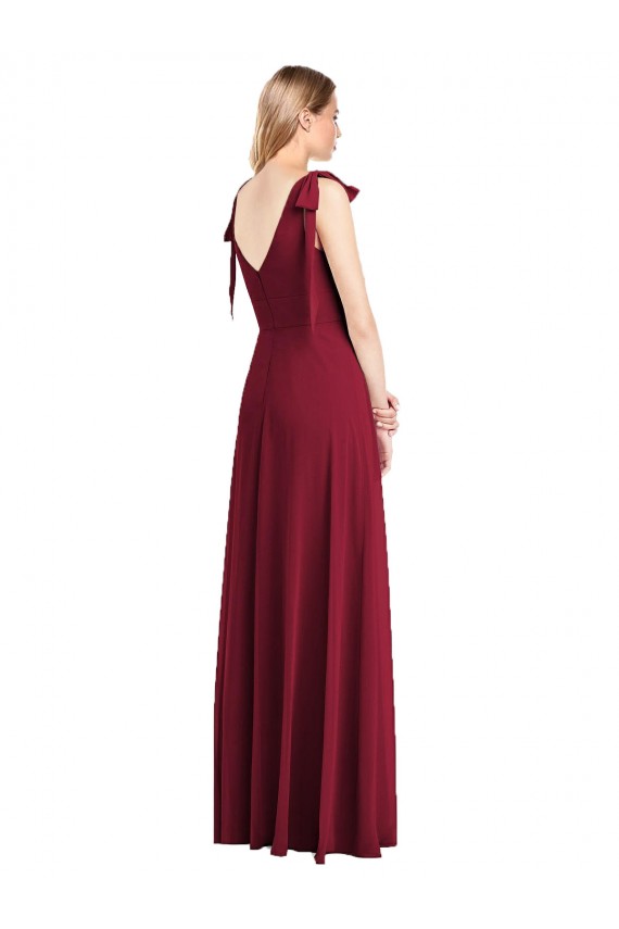 Sleeveless V-Neck Soft Chiffon Coral Trumpet Long Bridesmaid Dress Cardiff