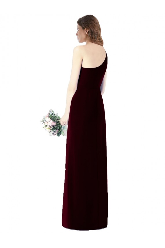 Sleeveless One Shoulder Soft Chiffon Dark Green Long Bridesmaid Dress Cardiff