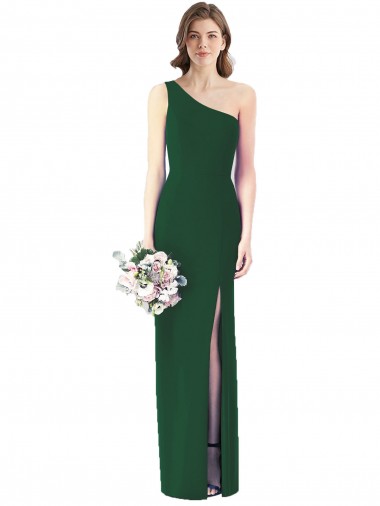 Sleeveless One Shoulder Soft Chiffon Dark Green Long Bridesmaid Dress Cardiff