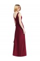 Sleeveless V-Neck Chiffon Burgundy Long Floor Length Bridesmaid Dress Cardiff