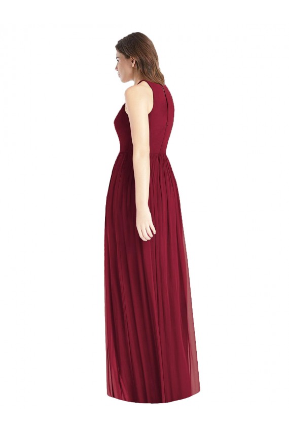Sleeveless Halter Neck Soft Chiffon Lilac Long Bridesmaid Dress Cardiff
