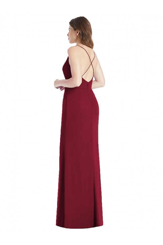 Sleeveless V-Neck Soft Chiffon Hunter Long Bridesmaid Dress Cardiff