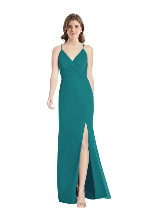 Sleeveless V-Neck Soft Chiffon Hunter Long Bridesmaid Dress Cardiff
