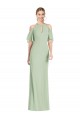 Cold Shoulder Halter Neck Soft Chiffon Sage Long Semi Formal Evening Dress / Bridesmaid Dress Cardiff
