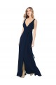 Sleeveless V-Neck Chiffon Dark Navy Long Bridesmaid Dress / Evening Dress Cardiff