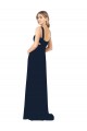 Sleeveless V-Neck Chiffon Dark Navy Long Bridesmaid Dress / Evening Dress Cardiff