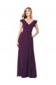 Cap Sleeves V-Neck Soft Chiffon Grape Long Formal Dress / Bridesmaid Dress Cardiff
